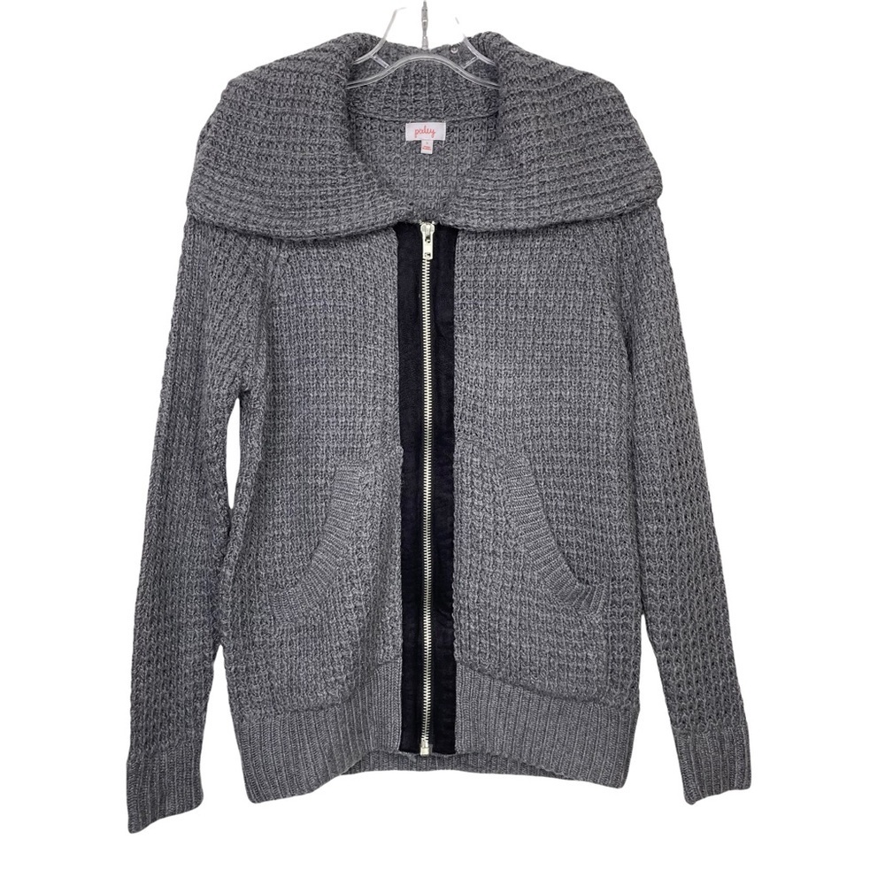 Stitch Fix l Pixley Grey Chunky Knit Zip Up Cardigan, Angora Cashmere